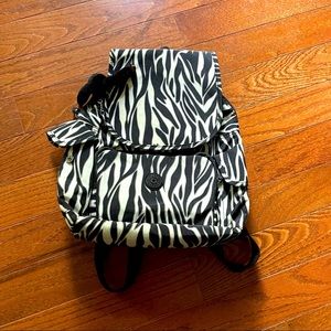 Kipling Zebra Print City Pack backpack purse with keychain